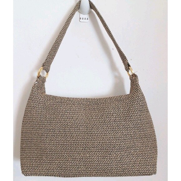 BETMAR New York Purse Tan & Black Woven Knit Vintage Tweed Handbag Shoulder Bag - Picture 7 of 13